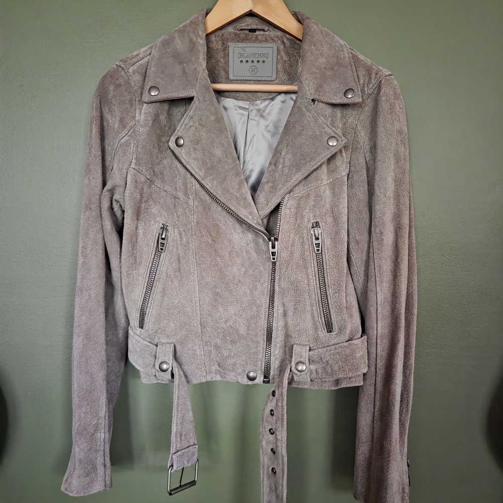 Blank NYC Women's Taupe Suede Leather Jacket